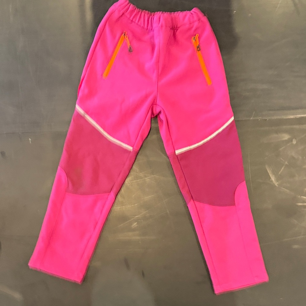 Vibrant Pink fleece lined outdoor pants Orange Accents